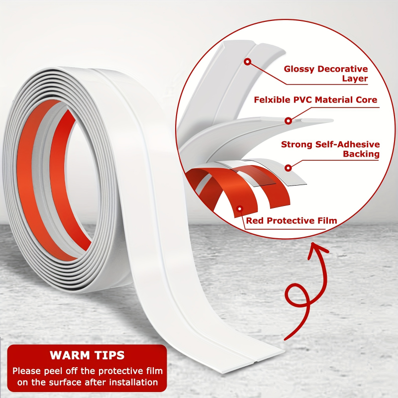 1PC 3metersx2cm Self-Adhesive  - đánh giá và giá Baseboard Molding Trim